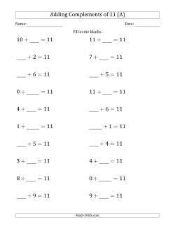 Adding Complements of 11 (Blanks in First or Second Position Mixed)