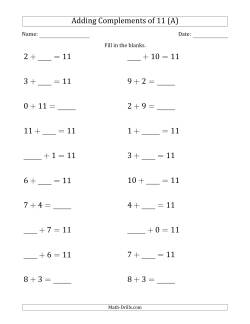 Adding Complements of 11 (Blanks in Any Position, Including Sums)