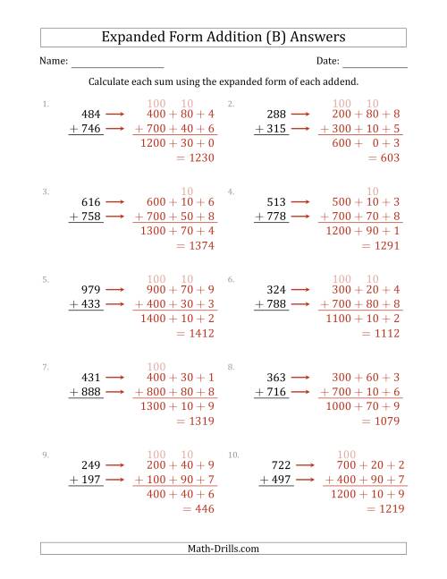 3 digit expanded form addition b