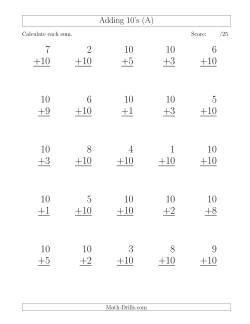 25 Vertical Adding Tens Questions