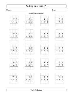 Adding 2-Digit Plus 2-Digit Numbers on a Grid