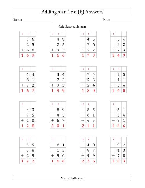 The Adding Three 2-Digit Numbers on a Grid (E) Math Worksheet Page 2