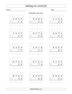 Adding 4-Digit Plus 2-Digit Numbers on a Grid