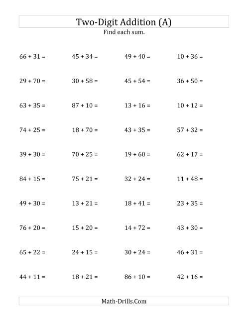 Addition And Subtraction Horizontal Worksheets