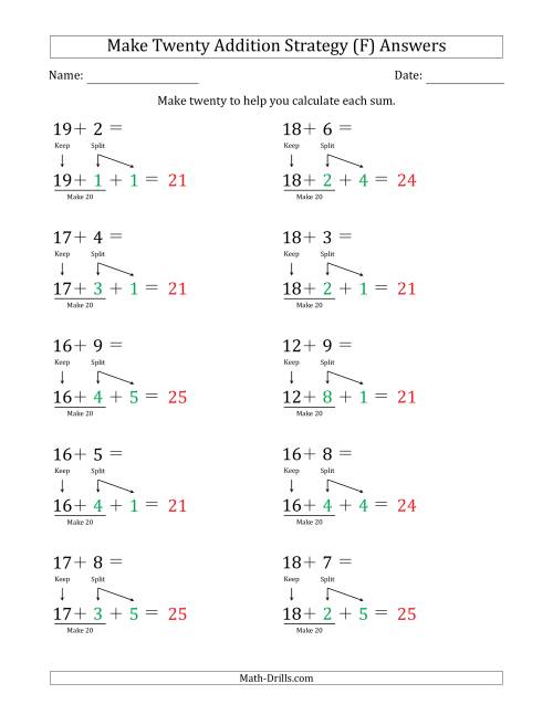The Make Twenty Addition Strategy (F) Math Worksheet Page 2