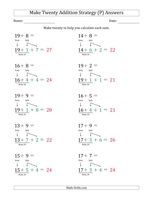 The Make Twenty Addition Strategy (P) Math Worksheet Page 2