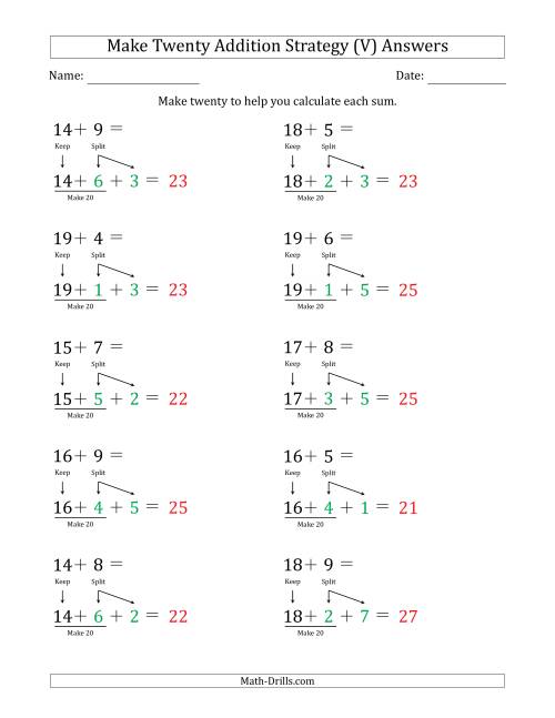 The Make Twenty Addition Strategy (V) Math Worksheet Page 2