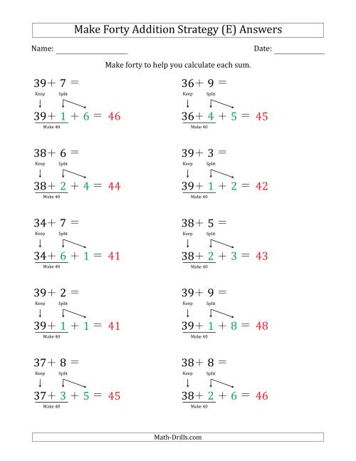 The Make Forty Addition Strategy (E) Math Worksheet Page 2