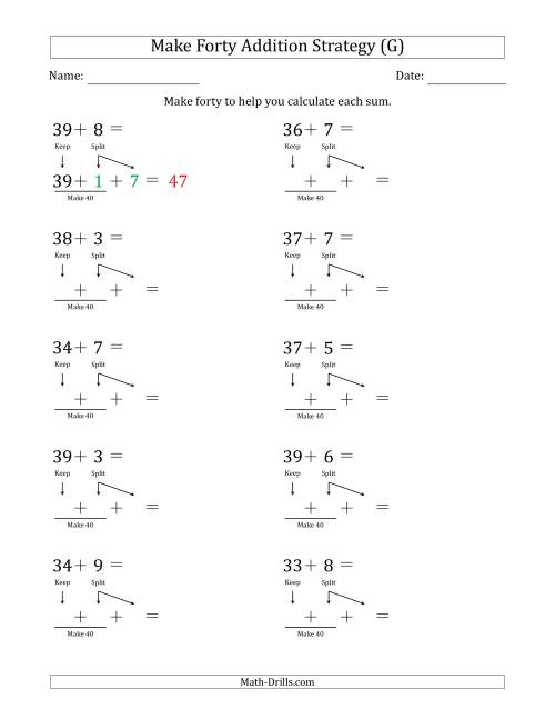 The Make Forty Addition Strategy (G) Math Worksheet