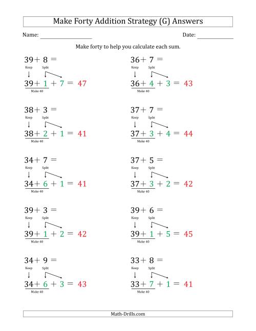 The Make Forty Addition Strategy (G) Math Worksheet Page 2