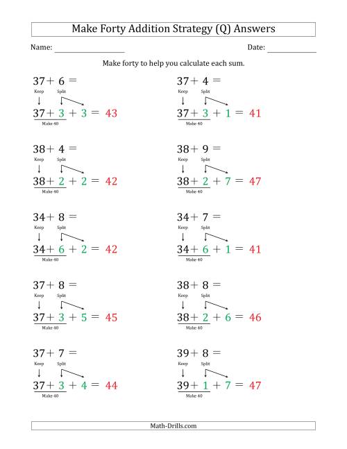 The Make Forty Addition Strategy (Q) Math Worksheet Page 2