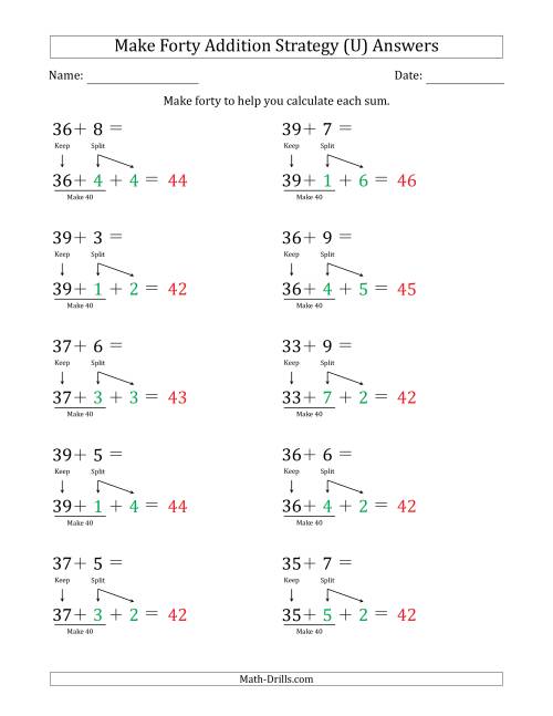 The Make Forty Addition Strategy (U) Math Worksheet Page 2