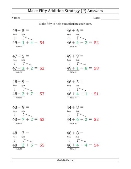 The Make Fifty Addition Strategy (P) Math Worksheet Page 2