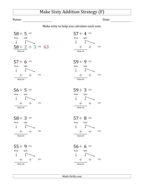 The Make Sixty Addition Strategy (F) Math Worksheet
