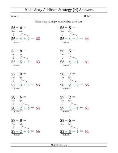 The Make Sixty Addition Strategy (H) Math Worksheet Page 2