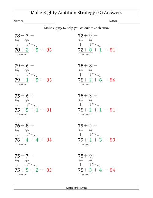 The Make Eighty Addition Strategy (C) Math Worksheet Page 2