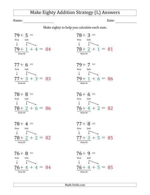 The Make Eighty Addition Strategy (L) Math Worksheet Page 2