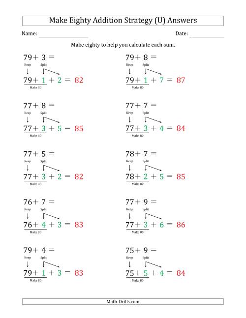 The Make Eighty Addition Strategy (U) Math Worksheet Page 2