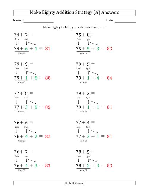 The Make Eighty Addition Strategy (All) Math Worksheet Page 2