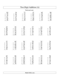 Column Addition -- Six Two-Digit Numbers