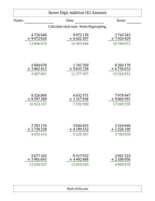 7-digit Plus 7-digit Addition With Some Regrouping And Space-separated 