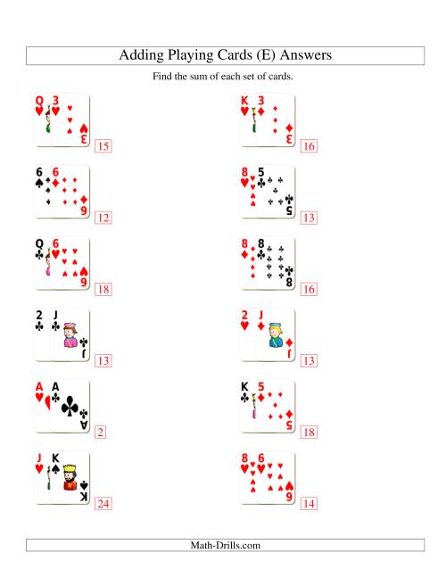 The Adding 2 Playing Cards (E) Math Worksheet Page 2