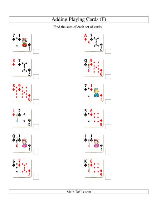 The Adding 2 Playing Cards (F) Math Worksheet