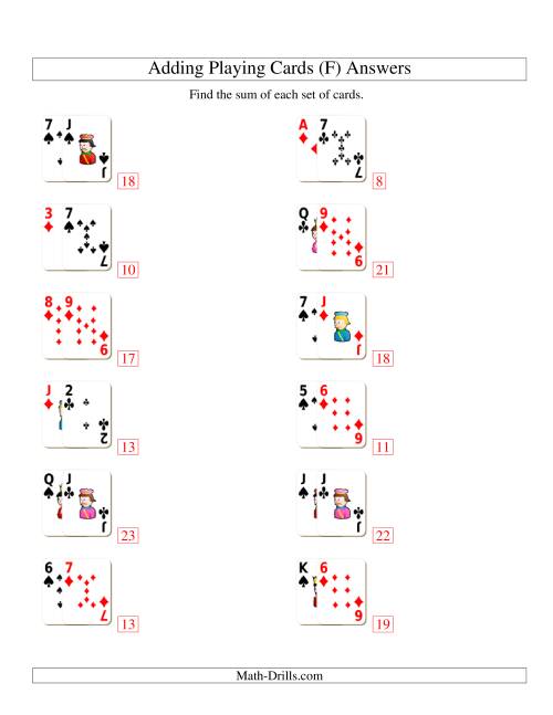 The Adding 2 Playing Cards (F) Math Worksheet Page 2