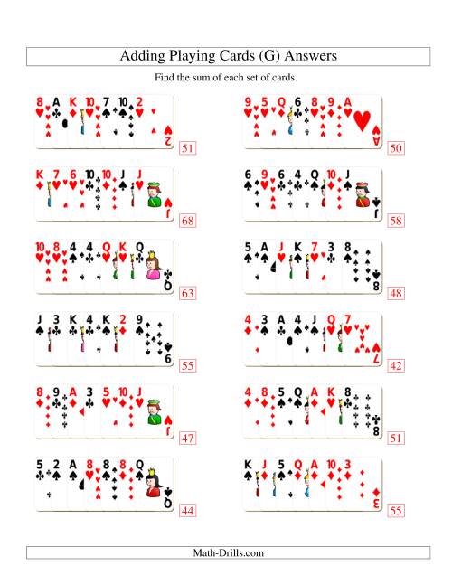 The Adding 7 Playing Cards (G) Math Worksheet Page 2