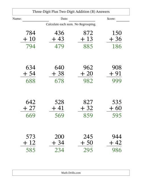 large print 3 digit plus 2 digit addition with no