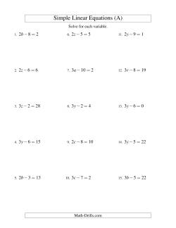 Algebra Worksheets