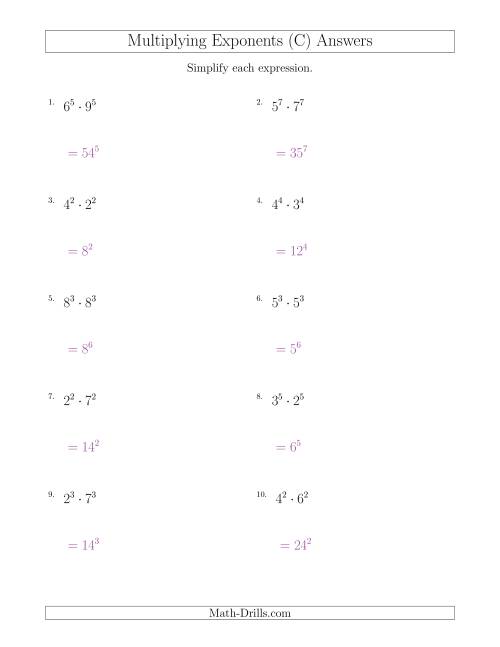 Multiplying Exponents With Different Bases and the Same Exponent (All ...