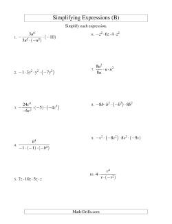 Simplifying Algebraic Expressions with One Variable and Four Terms ...