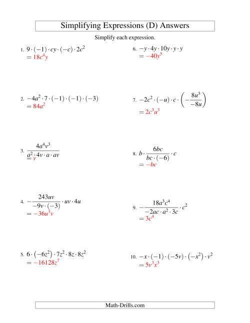 Simplifying Algebraic Expressions with Two Variables and Five Terms