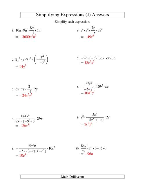 Simplifying Algebraic Expressions with Two Variables and Five Terms ...