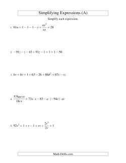 Simplifying Algebraic Expressions (Challenge)