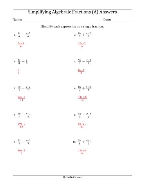 Simplifying Simple Algebraic Fractions Easier A 