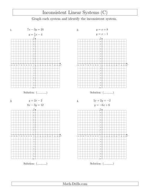 The Inconsistent Linear Systems (C) Math Worksheet