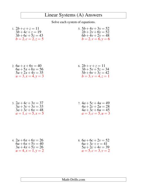 3x3 System Of Equations Word Problems Worksheet JWord 