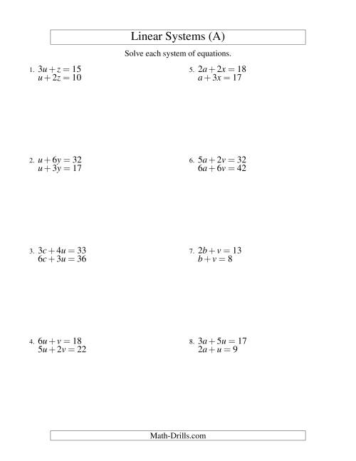 Linear Equations With 2 Variables Worksheet 5239