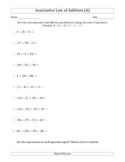 Associative Law of Addition (Whole Numbers Only)