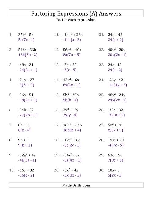 The Factoring Non-Quadratic Expressions with Some Squares, Compound Coefficients, and Negative and Positive Multipliers (All) Math Worksheet Page 2