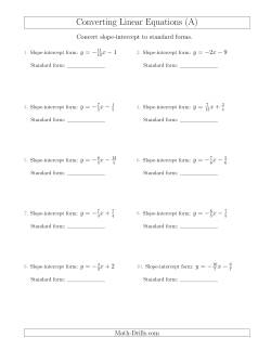 Converting from Slope-Intercept to Standard Form