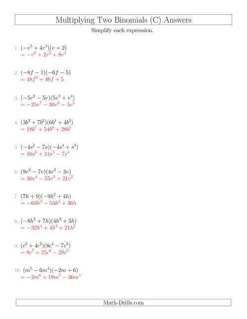 Multiplying Two Binomials (C)