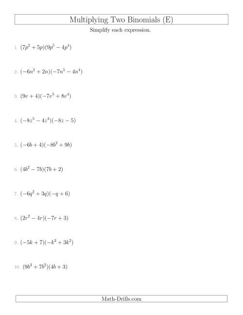 Multiplying Two Binomials (E)