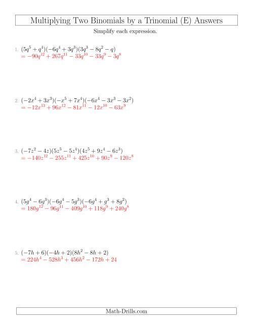 Multiplying Two Binomials by a Trinomial (E)