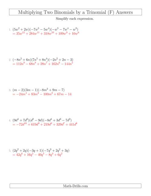 Multiplying Two Binomials by a Trinomial (F)