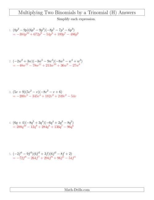 Multiplying Two Binomials by a Trinomial (H)