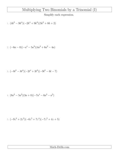 Multiplying Two Binomials by a Trinomial (I)