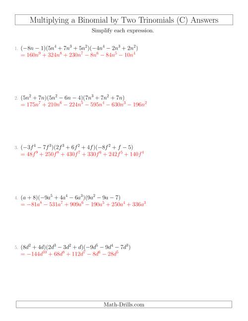 Multiplying a Binomial by Two Trinomials (C)